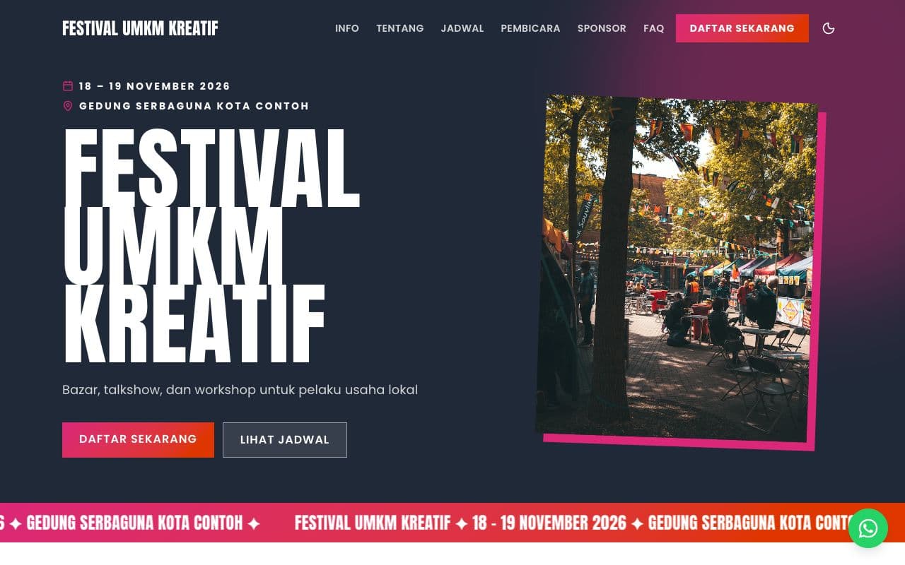 Pratinjau template Acara / Event