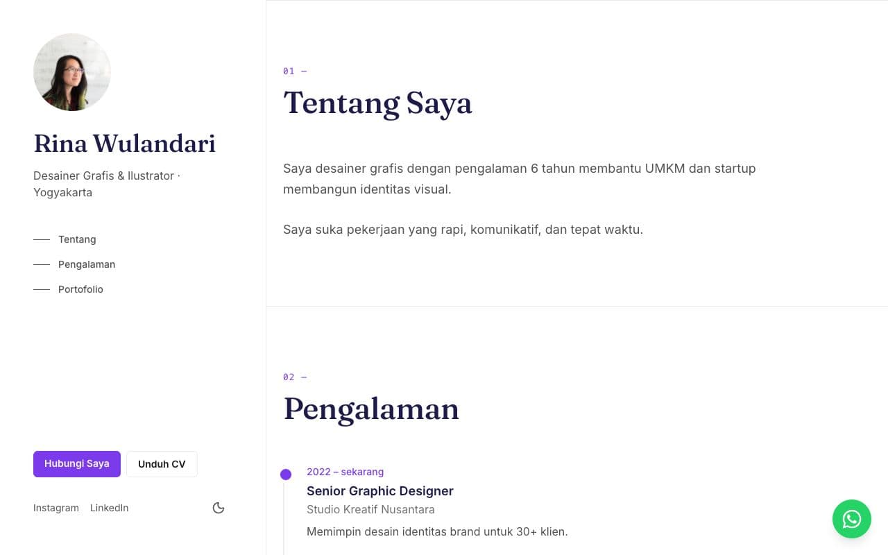 Pratinjau template Personal / CV